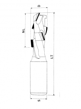 DIA-Schaftfräser Ø16x34x95 Linkslauf S=16x50 Z=4+1DIA H=2,5mm